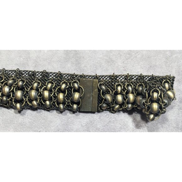 Apocalyptic Military Gold Tone Mesh And Beaded Necklace - Picture 10 of 11